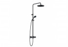 Shower set Kludi Logo Dual Shower System, wall mounted, mixer thermostatic, overhead shower round, handshower 3-functional, black mat