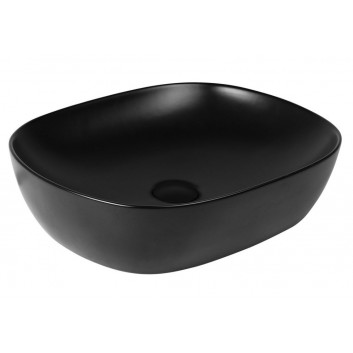 Countertop washbasin Oltens Hamnes, 49x39,5cm, without overflow, oval, powłoka SmartClean, black mat