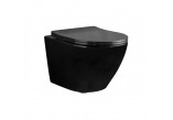 Wall-hung wc WC Rea Carlo Mini Rimless Duroplast/Flat, 49x37cm, bez kołnierza, soft-close WC seat, black