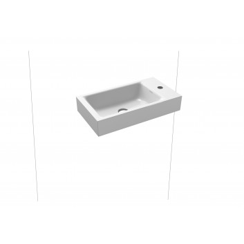 Washbasin wall mounted Kaldewei Puro, 55x30cm, without overflow, battery hole on the right stronie, powierzchnia uszlachetniona, model 3162, white