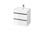 Cabinet vanity Cersanit Virgo, 60cm, 2 szuflady, czarne uchwyty, white