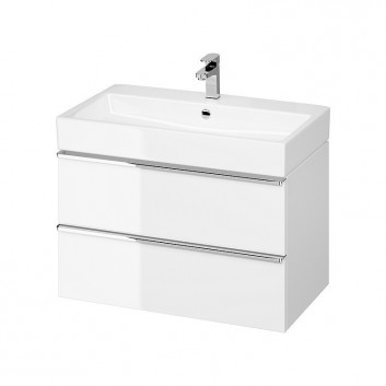 Cabinet vanity Cersanit Virgo, 60cm, 2 szuflady, chrome uchwyty, white