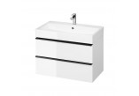 Cabinet vanity Cersanit Virgo, 80cm, 2 szuflady, czarne uchwyty, white