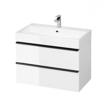 Cabinet vanity Cersanit Virgo, 60cm, 2 szuflady, chrome uchwyty, white