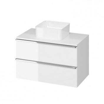 Cabinet vanity with top Cersanit Virgo, 60cm, 2 szuflady, chrome uchwyty, white