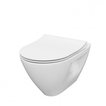 Set B291, Wall-hung WC WC Cersanit Mille, 51x36,5cm, CleanOn, with seat slim wolnoopadającą, white