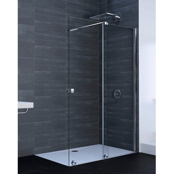 Door shower walk-in Huppe Xtensa pure, sliding, 120-140cm, stabilizator skośny, fixing right, Anti-Plaque, profil black