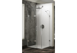 Shower swing door on special order Huppe Solva frameless, fixing left, 500-1250 x 200x1200 mm, with side panel, glass transparent Anti-Plaque, shiny silver profile