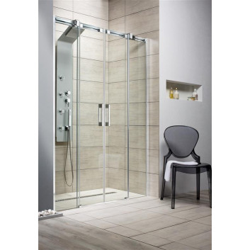 Door shower for recess installation Radaway Espera DWJ Mirror 140, left, sliding, glass mirror+transparent, 1400x2000mm, profil chrome