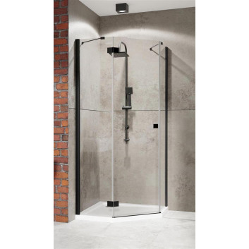 Corner shower cabin symmetric Radaway Essenza New Black PTJ 100x100 door left, profil black, glass transparent- sanitbuy.pl