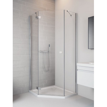 Corner shower cabin symmetric Radaway Essenza New Black PTJ 100x100 door left, profil black, glass transparent- sanitbuy.pl