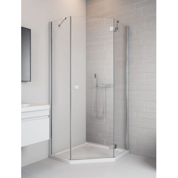 Corner shower cabin symmetric Radaway Essenza New Black PTJ 100x100 door left, profil black, glass transparent- sanitbuy.pl