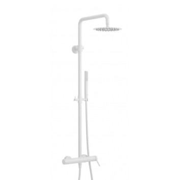 Shower set Excellent Pi, wall mounted, 2 wyjścia wody, overhead shower round 200mm, white