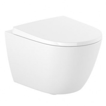 Bowl WC wall-hung, Roca Gap Square Rimless Compacto 48×34 cm, MaxiClean, white