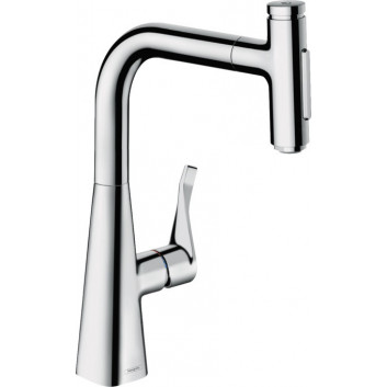Kitchen faucet Hansgrohe Metris Select M71, 2-hole, single lever, pull-out spray, 2jet, sBox - chrome