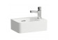 Wall-hung washbasin Laufen Val, round, 55cm, shelf on the left strony, z overflow, battery hole z right strony, white