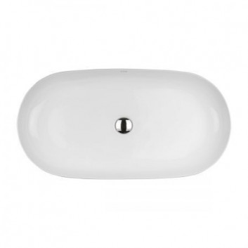 Countertop washbasin Oltens Hamnes, 60x42,5cm, oval, without overflow, powłoka SmartClean, white