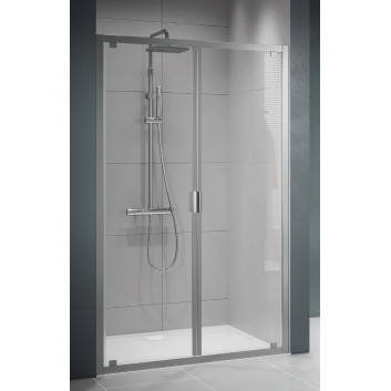 Door shower for recess installation Novollini Lunes 2.0 B, 90-96cm, glass transparent, silver profile