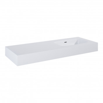 Wall-hung washbasin Elita Dimple, 120x46cm, left version, overflow, marmurowa, white mat