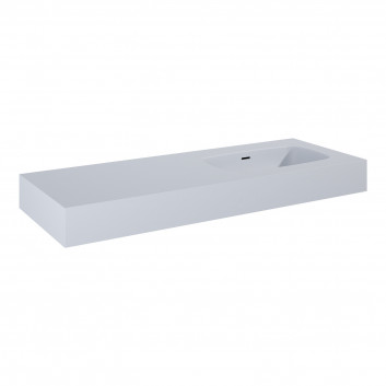 Wall-hung washbasin Elita Dimple, 120x46cm, left version, overflow, marmurowa, white mat