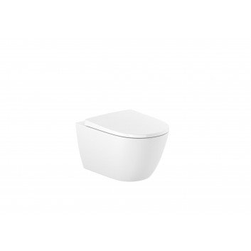 Bowl WC hanging Roca Ona, 53x36cm, Rimless, with soft-close WC seat, white