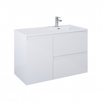 Cabinet vanity Elita Split, 100cm, left version, 2 szuflady + basket cargo, white shine