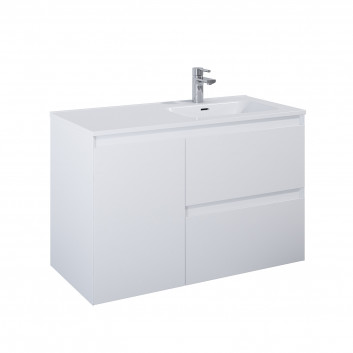 Cabinet vanity Elita Split, 100cm, left version, 2 szuflady + basket cargo, white shine