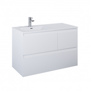 Cabinet vanity Elita Split, 100cm, left version, 2 szuflady + basket cargo, white shine