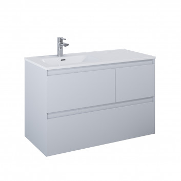 Cabinet vanity Elita Split, 100cm, left version, 2 szuflady + basket cargo, white shine