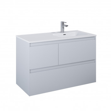 Cabinet vanity Elita Split, 100cm, right version, 2 szuflady + basket cargo, white shine