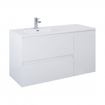 Cabinet vanity Elita Split, 100cm, left version, 2 szuflady + basket cargo, white shine