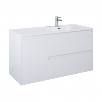 Cabinet vanity Elita Split, 120cm, left version, 2 szuflady + basket cargo, white shine