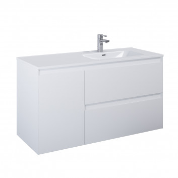 Cabinet vanity Elita Split, 120cm, left version, 2 szuflady + basket cargo, white shine