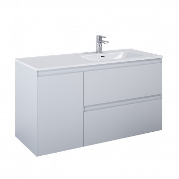 Cabinet vanity Elita Split, 120cm, left version, 2 szuflady + basket cargo, white shine