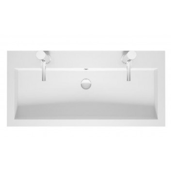 Vanity washbasin Riho Broni, 100x48cm, z overflow, 2 otwory na baterię, white
