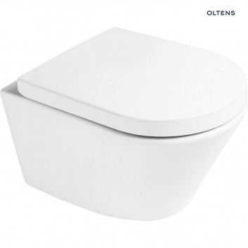 Wall-hung wc wc Oltens Jog 52x36 cm, PureRim with coating SmartClean with soft-close WC seat Slim - white