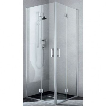 Door left cabins corner Kermi Liga, swinging-folding, 785-810mm, profil silver high gloss