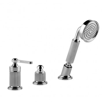 3-hole bath mixer Gessi Origini, standing, bez wylewki, 2 wyjścia wody, Shower set, chrome