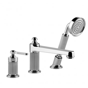 3-hole bath mixer Gessi Venti20, standing, bez wylewki, 2 wyjścia wody, Shower set, chrome