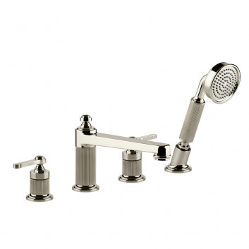 4-hole bath mixer Gessi Venti20, standing, spout 190mm, 2 wyjścia wody, Shower set, chrome