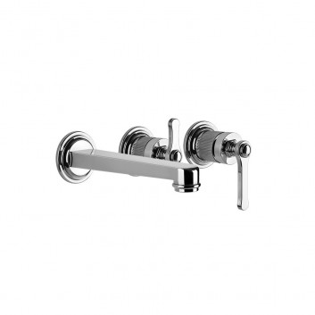 4-hole bath mixer Gessi Venti20, standing, spout 190mm, 2 wyjścia wody, Shower set, chrome