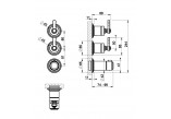 Thermostatic mixer shower Gessi Origini, 3-hole, concealed, 2 jednoczesne wyjścia wody, chrome