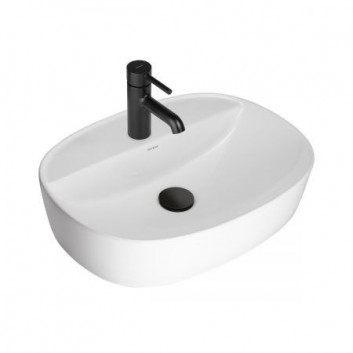 Countertop washbasin Oltens Hamnes, 60x42,5cm, oval, without overflow, powłoka SmartClean, white