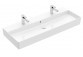 Washbasin wall mounted Villeroy & Boch Memento 2.0, 120x47cm, overflow, 2 otwory na baterie, CeramicPlus, Weiss Alpin