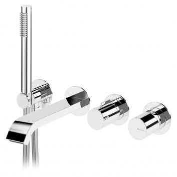 4-hole bath mixer Bruma Avalon, concealed, 2 wyjścia wody, spout 210mm, Shower set, chrome