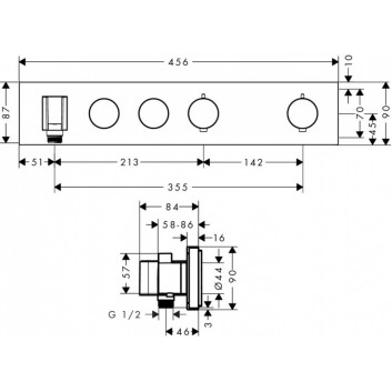 Module thermostatic Axor Select 460/900 do 2 odbiorników, concealed, chrome- sanitbuy.pl