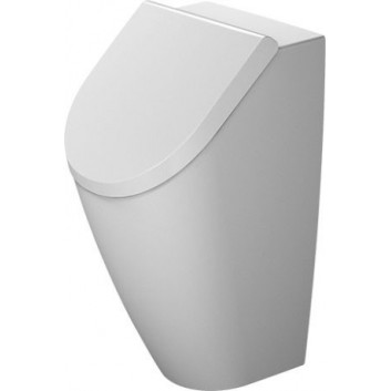 Urinal Duravit ME by Starck Rimless, 35x30cm, bezrantowy, drain poziomy, otwory na pokrywę, wersja z muchą, white