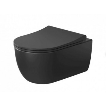 Bowl WC hanging Massi Decos Rimless, bezrantowa, 55x36cm, soft-close WC seat, black mat