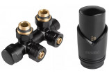 Dekoracyjny set zaworowy thermostatic Ferro zespolony, kątowy - black