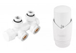 Dekoracyjny set zaworowy thermostatic Ferro zespolony, kątowy - white